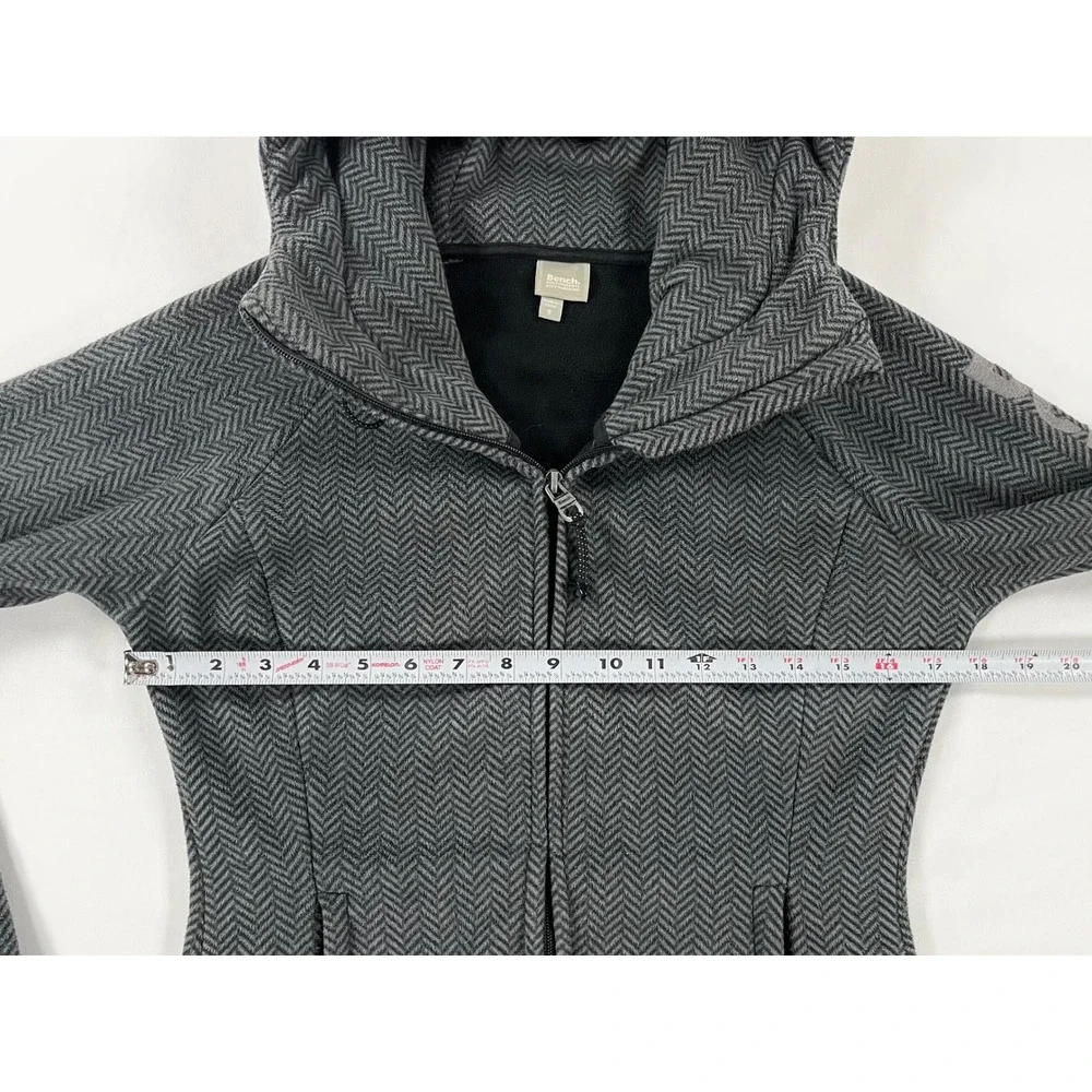 Bench Slinker II Herringbone Fleece Jacket‎ Womens XS Gray Hooded Gorpcore Coat